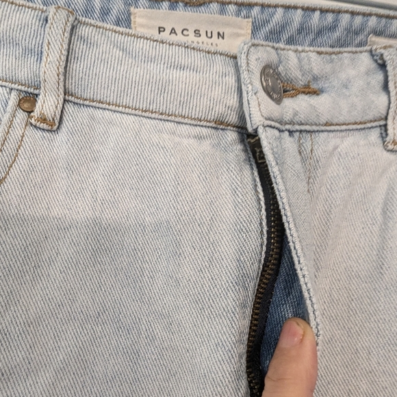 Pacsun Mom Jeans Light Wash Raw Hem Denim High Rise straight sz 28 grunge boho - Picture 7 of 12